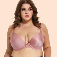 New basic glossy plus-size gathered bra with underwired non-marking European and American T-shirt underwear