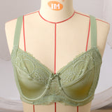 Green lace brim full cup ultra-thin large size bra high chicken heart prevent sagging sexy underwear women in Europe and America