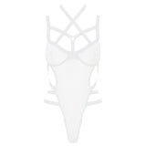 Amazon cross-border new perspective mesh breathable sexy binding three-point sexy underwear bodysuit