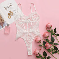 European and American sexy lingerie with steel ring and interest lace bodysuit 22899