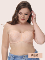 Jacquard seamless strapless gathered non-slip plus size bra big breasts small breasts tube top underwear women