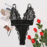 New Perspective Lace Flower Mesh Splice Gathers Slim Fit Women's Sexy All-in-one 16775