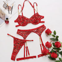 New lace flower embroidery sexy sheer seduction erotic lingerie set 21544 special