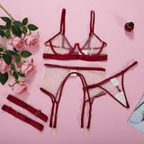 Foreign trade Europe and America three-point sexy perspective sexy lingerie set 22120