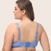 Contrast lace cut-out sexy ultra-thin steel ring bra anti-wear shoulder strap European and American fat MM underwear female