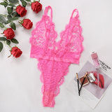 New Perspective Lace Flower Mesh Splice Gathers Slim Fit Women's Sexy All-in-one 16775