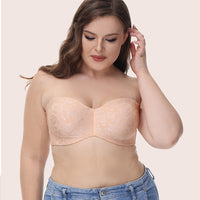 Jacquard seamless strapless gathered non-slip plus size bra big breasts small breasts tube top underwear women